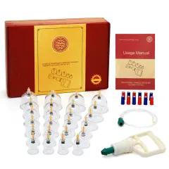 24-Cup Cupping Therapy Set with Magnetic Acupressure Needles - 5 Sizes (2.3"-1") for Full Body Pain Relief, Detachable Self-Use Kit for Blood Circulation & Muscle Recovery
