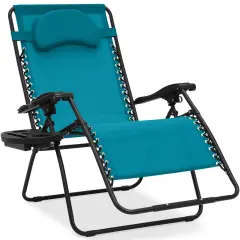 Best Choice Products Oversized Zero Gravity Chair, Folding Outdoor Patio Recliner w/ Cup Holder Peacock Blue