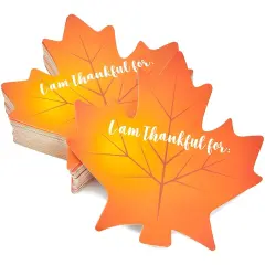 50 Pack Thankful for Table Place Cards, Thanksgiving Leaf Cutouts for Dinner and Party