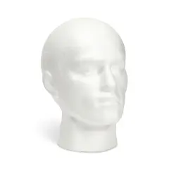 Male Foam Head Form, Mannequin Display for Masks, Hats, Wigs, Halloween Decoration (White, 9.25x11 in)