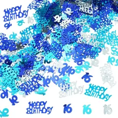 Confetti Blue 16 Confetti Glitter 16th Birthday Metallic Sweet 16 Confetti Sequins Sprinkles for Tables Party Decor Supplies