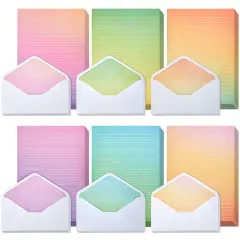 90 Piece Watercolor Stationery Paper and Envelopes Set for Letter Writing, 6 Colorful Designs, 60 Lined Sheets, 30 Envelopes (10.25 x 7.25 In) Multicolor