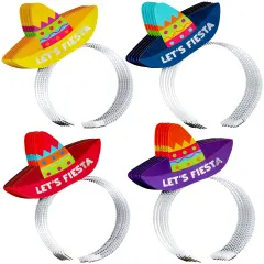 Juvale 24 Pack Let's Fiesta Sombrero Party Hats for Cinco de Mayo Favors, Mexican Themed Party Decorations (4 Colors) Red