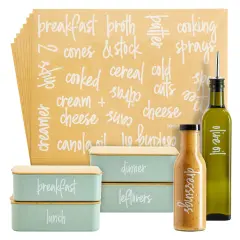 Talented Kitchen 158 Pantry and Refrigerator Labels for Glass Kitchen Containers - Preprinted White Script on Clear Stickers for Fridge, Freezer, Pantry Organization (Water Resistant)