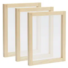 3 Pack Wood Silk Screen Printing Frame Kit for Beginners and Kids, 8x10 Wood Frame, 110 White Mesh Brown