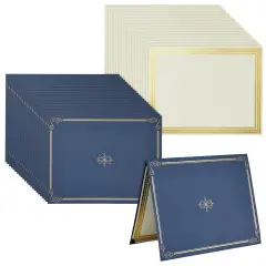 24 Certificate Holders and 24 Certificate 8.5 x 11 Letter-Size Papers, Certificate Kit for Graduation Diplomas, Accomplishment Awards, Employee Appreciation (11.3x8.8 In) Blue