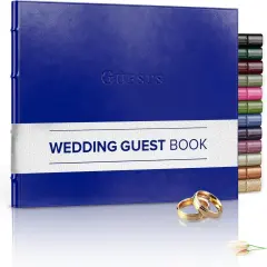 Gallery Leather Guest Book Wedding, Party, Special Events, add Polaroid Photos, 192 Lined Pages, Bonded Leather, Hardcover 7" x 9" Acadia Malibu