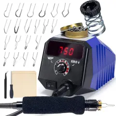 939D-V Wood Burning Kit 250-750℃/482-1382℉Adjustable Wood Burning Tool with Detachable Pen, 20 Wood burner Tips, WoodBurning Pen Holder Suitable for Pyrography, Leather Burning Kit