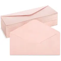96-Pack #10 Blush Pink Envelopes Bulk with Gummed Seal and V-Flap for Party Invitations, Mailing Business Letters, Checks, Invoices, Baby Showers, Banquets, Weddings (4 1/8 x 9 1/2 in)