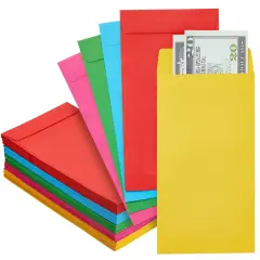 100 Pack Colorful Money Envelopes for Cash &ndash; 6.5 x 3.5 inches, 100 GSM &ndash; Ideal for Budgeting, Payroll, Savings, Coins, Currency, and Bill Envelopes for Cash