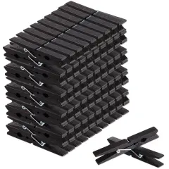 100 Pack Wooden Clothespins for Hanging Laundry, Crafts, Photos (Black, 4 In)