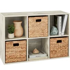 Best Choice Products 6-Cube Bookshelf, 13.5in Display Storage System, Organizer w/ Removable Back Panels Whitewash