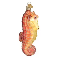 Old World Christmas 4.75 In Sea Horse . Tree Ornament , Ocean Fish Good Luck Orange