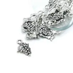 Silver Grape Bunch Wine Charms, 12x18mm