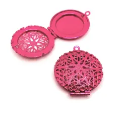 Bright Pink Filigree Aromatherapy Essential Oil Diffuser Lockets