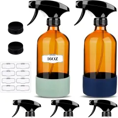 2 Pack/16 Oz Glass Spray Bottles - Amber