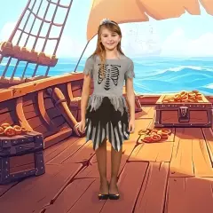 Northlight Gray Pirate Skeleton Girl's Children's Halloween Costume - Medium