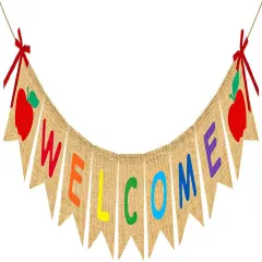 Welcome Burlap Banner Back to School Party Decorations