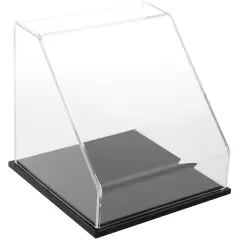 Plymor Clear Acrylic Slanted Front Display Case, 8" x 8" x 8" Black