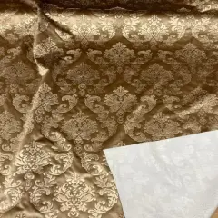 1 Yard Damask Embossed Velvet Upholstery & Drapery Fabric 56" Wide Gold