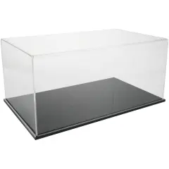 Plymor Clear Acrylic Display Case with Hardwood Base, 20" W x 12" D x 9" H Black