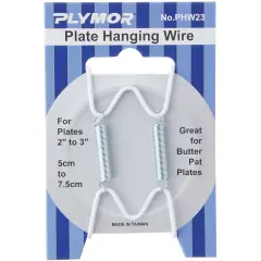 Plymor White Vinyl Finish Wall Mountable Plate Hanger, 2.25" H x 1.25" W x 0.375" D (For Plates 2" - 3")