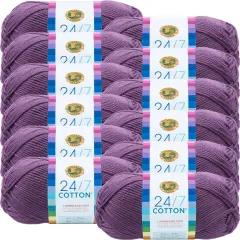 (12 Pack) Lion Brand 24/7 Cotton Yarn - Purple
