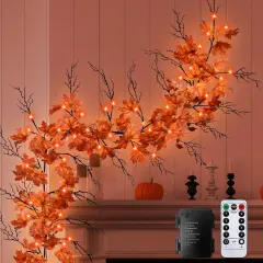 Fall Maple Leaf Garland with 54 LED Lights - Leaf