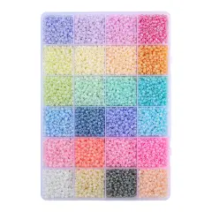 John Bead 12500pcs Assorted 24 Colors Glass Seed Beads 8/0 Jewelry Making Bead Box Rainbow Pastel Color