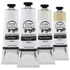 Tusc & Pine Artist Oil Paint - Set of 4, 150 ml, Modern White Colors, 600 ml of Non-Yellowing, Creamy Consistency, Max Pigment Load, Small Batch Oil Paints Made in the USA for Professional Artists