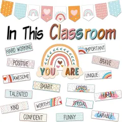 31 Pcs Bulletin Board Decorations Set Boho Classroom Decor