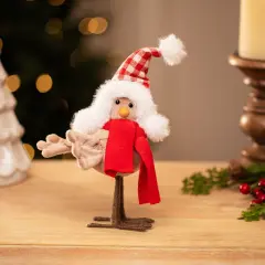 Northlight Right Facing Standing Bird with Scarf and Plaid Hat Christmas Figure - 8.5" Beige