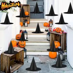 12 PCS Halloween Witch Hats with 115 FT Rope