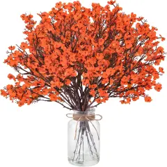 8 Bundles Artificial Babys Breath Flowers Bulk (Orange)