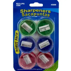 Handheld Pencil Sharpeners Single Blade, 6 Pack &ndash; 48 Sets