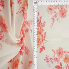 1 Yard Airflow Floral Print Fabric, 57&Prime; Wide Viscose Nylon Blend ORANGE