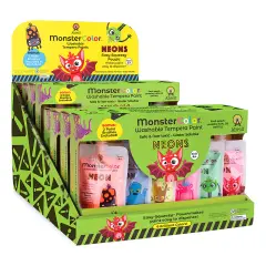 Abroli Monster Color Washable Tempera Paint Set PDQ 8 Sets-Neon Colors