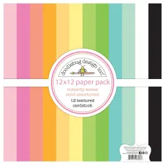 Doodlebug Double-Sided Paper Pack 12"X12" 12/Pkg-Textured, Butterfly Kisses