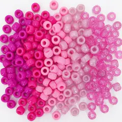 MIIIM 1000PCS 6x9mm Pony Beads Bulk, 5 Styles Pink Pony Beads for Bracelets Making Kit, Kandi, Hair Braids Crafts for Jewelry Making (Pink)
