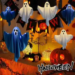 3 Pack Halloween Light-up Ghost Decorations - 22.5 Inch (Blue)