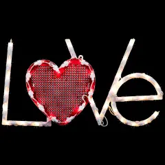 Northlight Lighted "Love" with Heart Valentine's Day Window Silhouette - 17" - White and Red