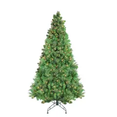 Northlight Pre-Lit Canterbury Spruce with Dewdrops Artificial Christmas Tree - 7.5' - Clear Lights Green