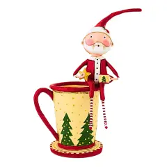 Lori Mitchell 8.0 Inch Cocoa & Cookies Santa Christmas Figurine , Lightweight Christmas Decor Christmas Mug Red
