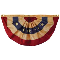 In the Breeze Stars and Stripes Pleated Fan Bunting, Antiqued/Tea-Stained, 1.5' x 3'