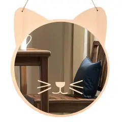 iCAGY Plastic Kids Mirror for Wall - Kids Safety, Hanging, Acrylic, Non-Glass and Unbreakable - Cat Decoration Mirror for Kid's Playroom 11"