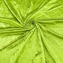 1 Yard Crushed Stretch Panne Velvet Fabric Polyester Spandex, Wide, Soft Velour Texture Lime Green