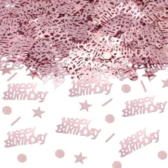 Party Confetti Happy Birthday+Star+Round+Strip Foil Confetti (Rose Gold)