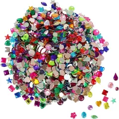 1200 Pcs Acrylic Flatback Rhinestones - 12 Different Shapes (6-13mm)