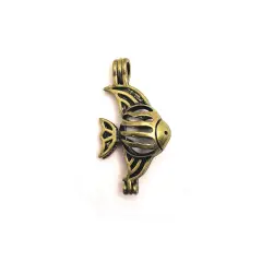 Bronze Angel Fish Bead Diffuser Lockets, 19x32mm