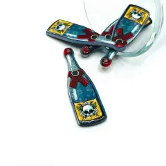 Creepy Christmas Champagne Bottle Charms, 13x45mm